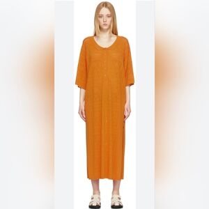 Toteme Orange Monogram Pointelle Maxi Dress Sz XS